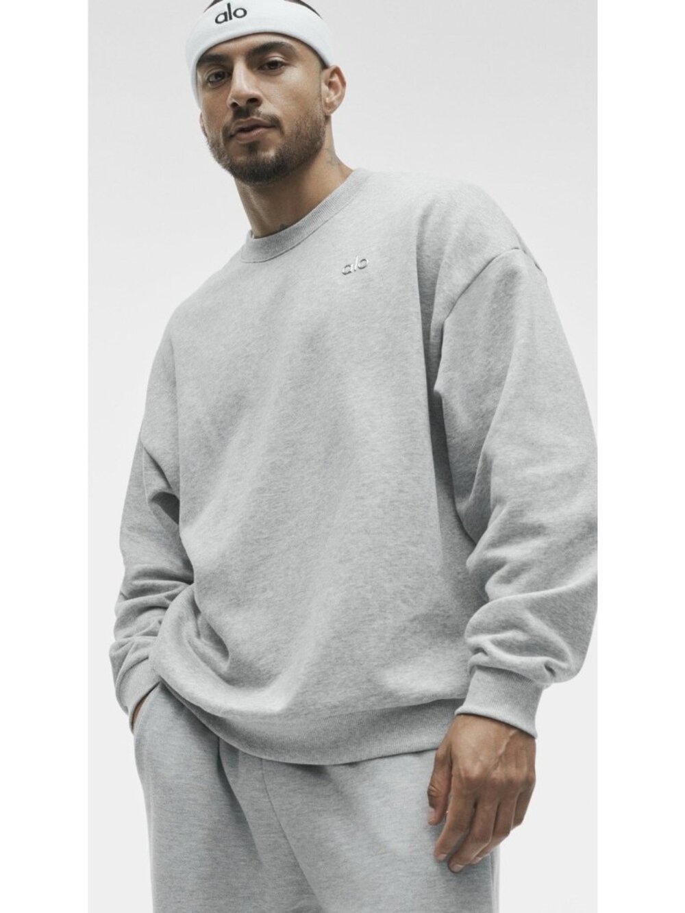 NEW ALO Athletic Heather Grey Crewneck Unisex Size Large Pullover Sweatshirt O